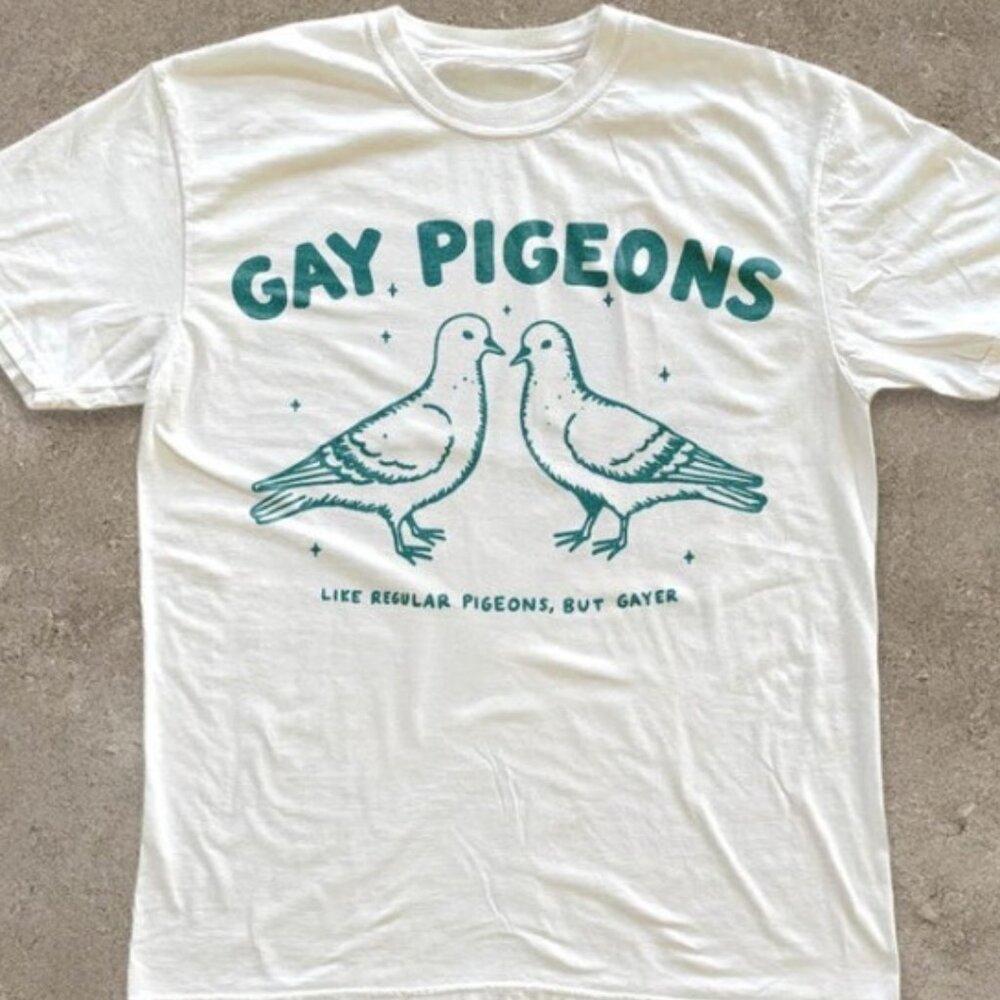 Gay Pigeons T-shirt, Funny LGBTQ Pride Tee